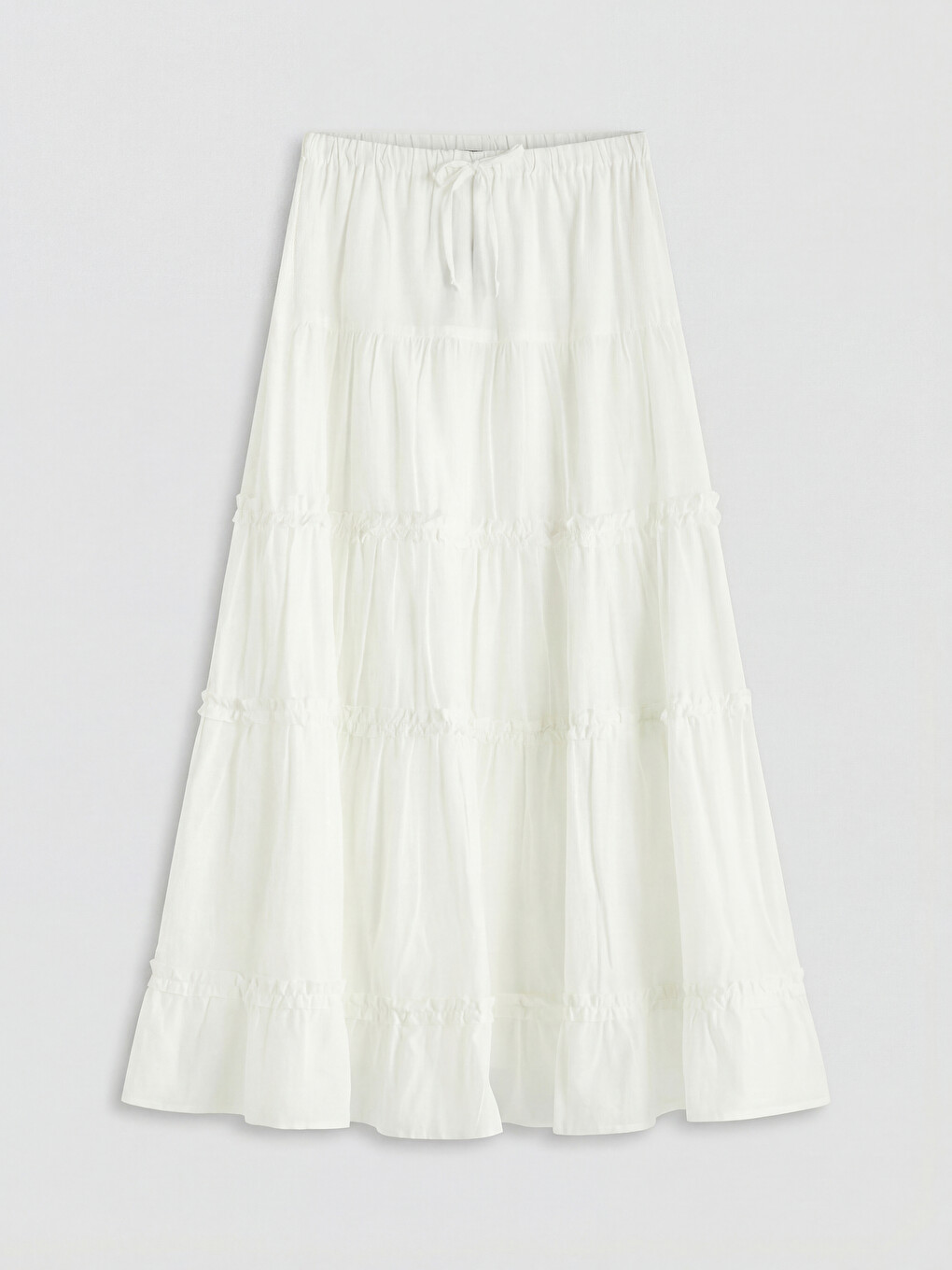 Elastic Waist Poplin Layered Skirt-5