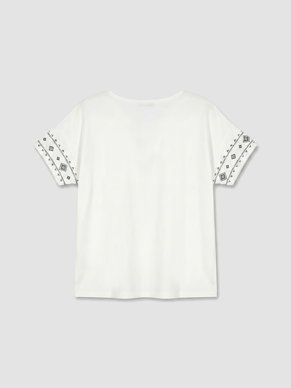 Crew Neck Embroidered 100% Cotton Blouse-6