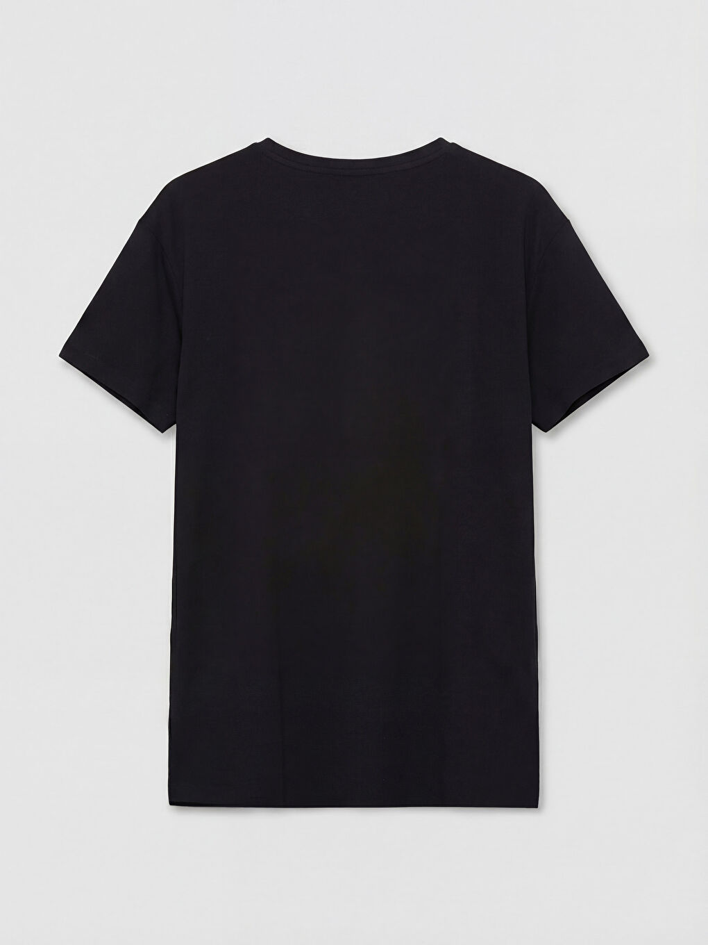 Siyah Bisiklet Yaka Baskılı Kadın Tişört-1