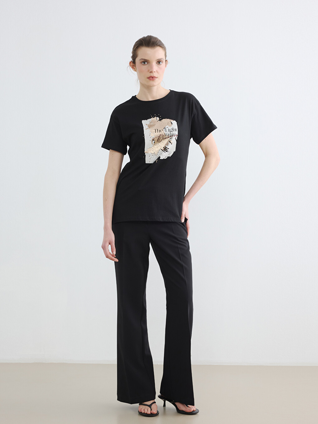 Crew Neck Printed Women's T-Shirt-1