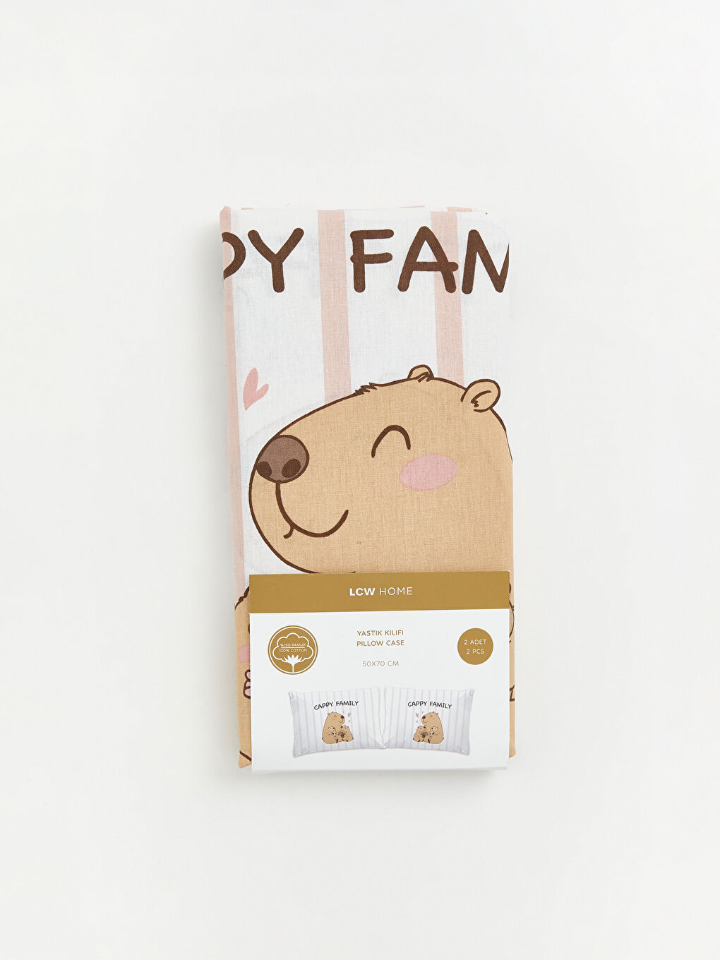 Karışık Hayvan Figürü Baskılı Çizgili Yastık Kılıfı 2'li 50x70 cm-1