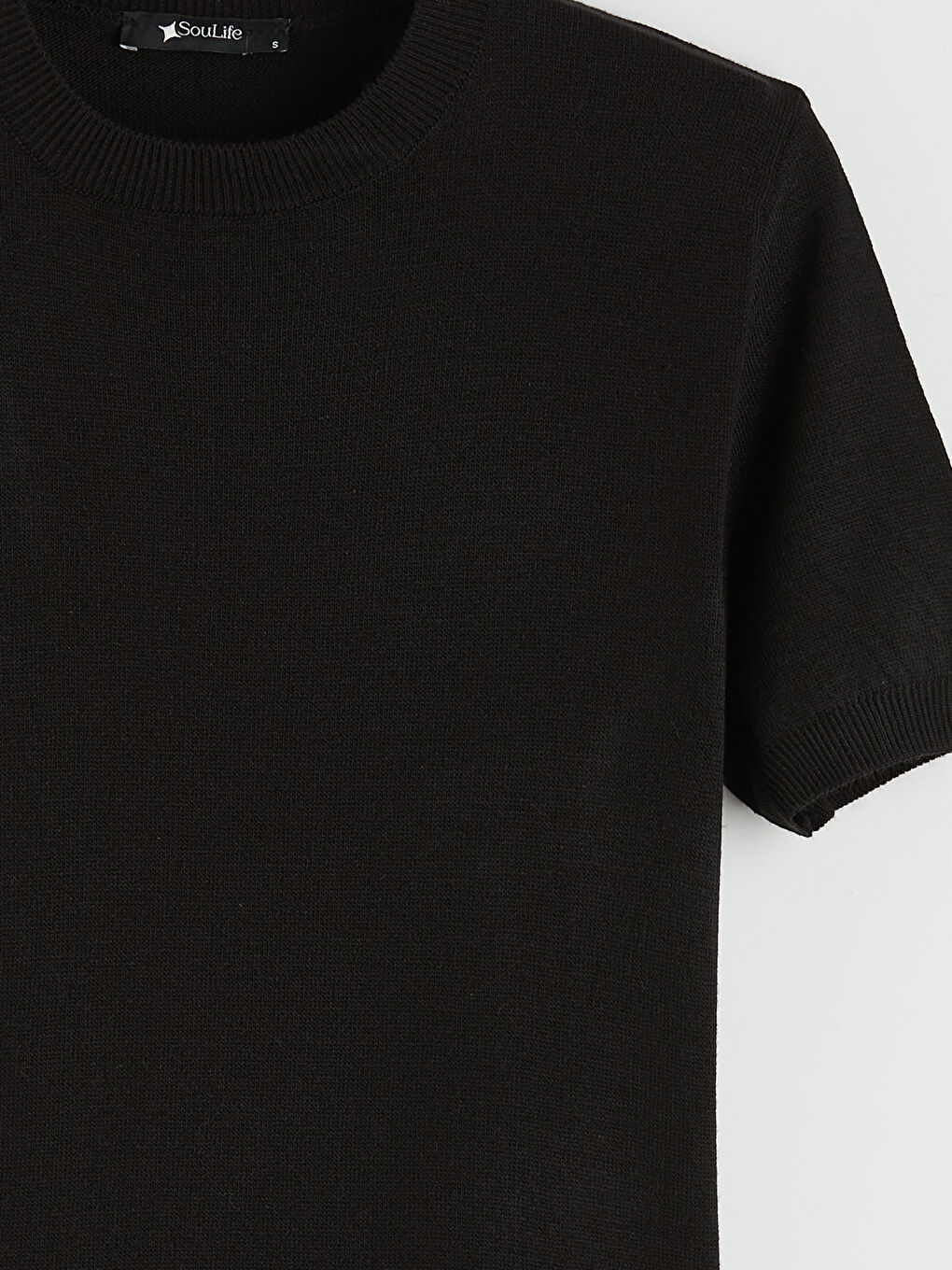 Siyah Bisiklet Yaka Dantel Detaylı Kadın Triko Kazak-1