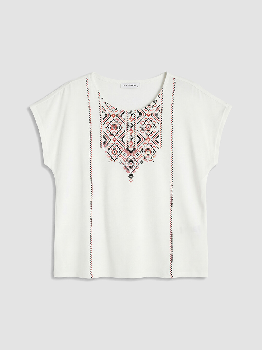 Vezena bluza od 100% pamuka s okruglim izrezom-5