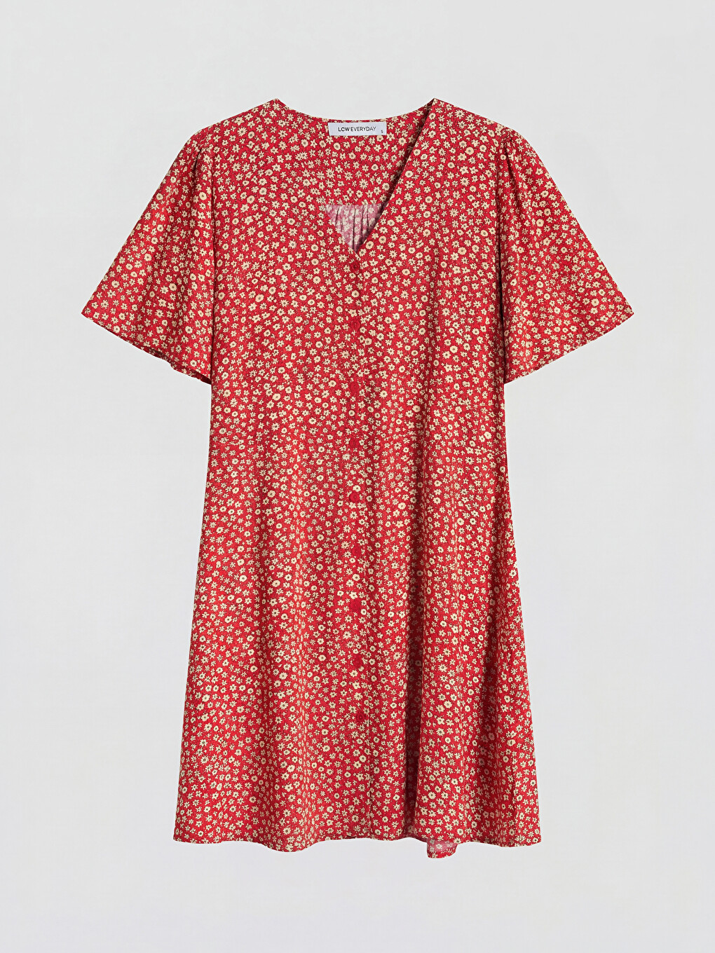 V Neck Floral A Form Mini Dress-4