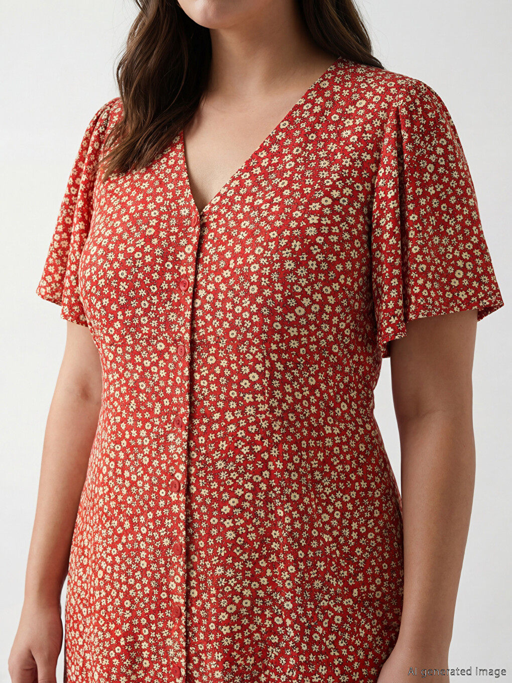 V Neck Floral A Form Mini Dress-2