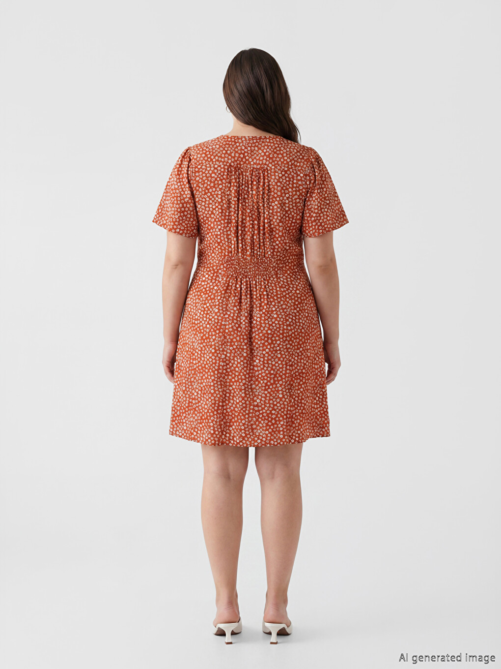V Neck Floral A Form Mini Dress-3