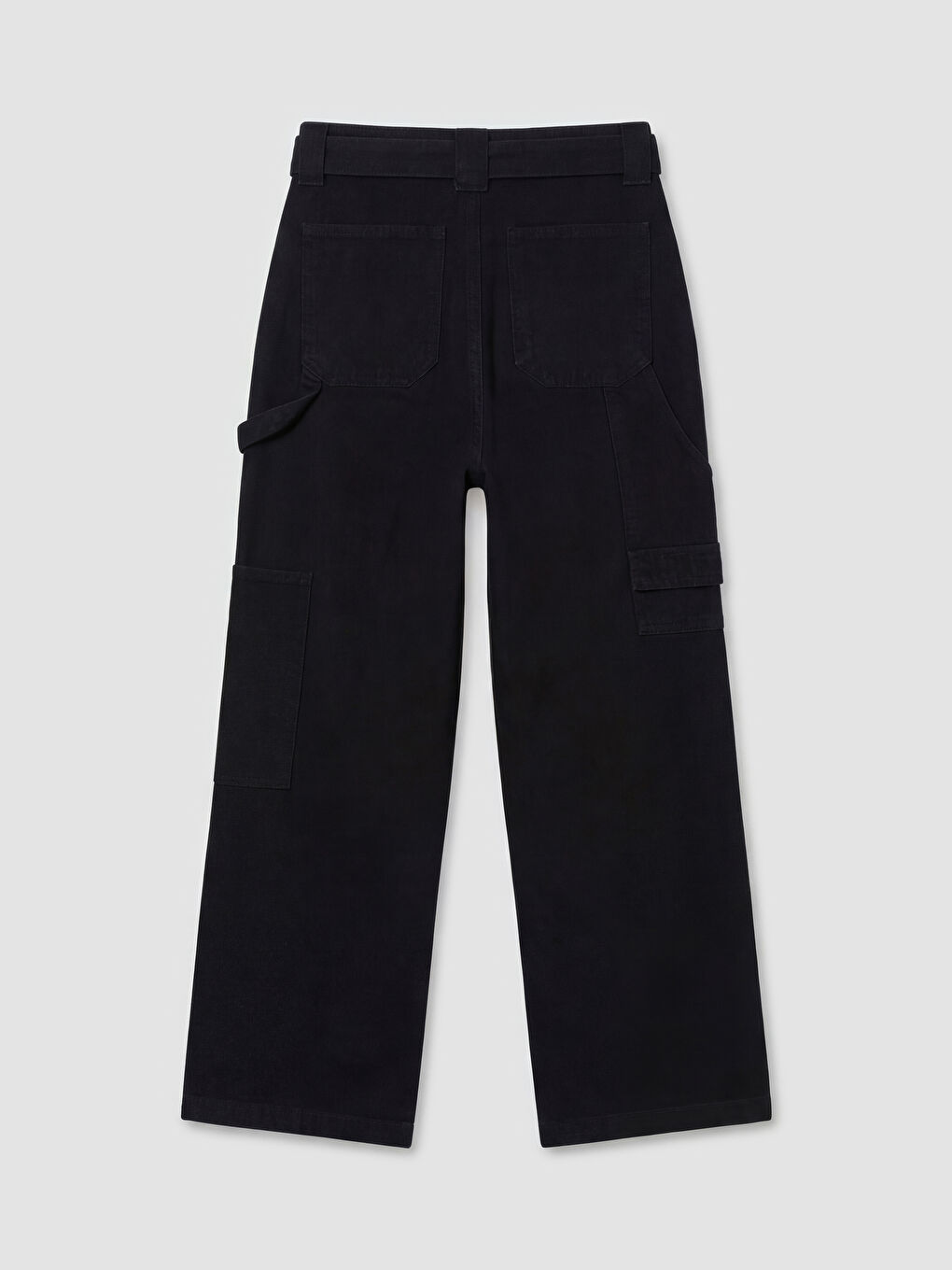 Siyah Beli Kemerli Wideleg Kadın Jean Pantolon-1