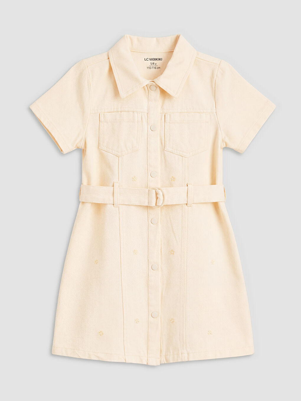 Sarı Kız Çocuk Kuşaklı Elbise