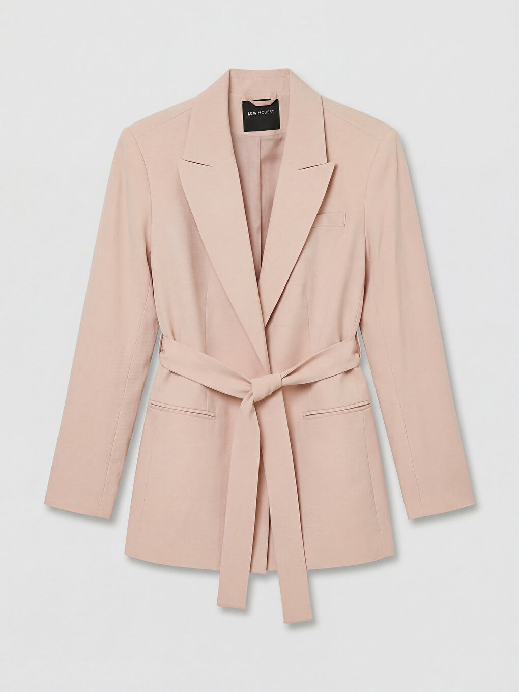 Pembe Beli Kuşaklı Kadın Blazer Ceket