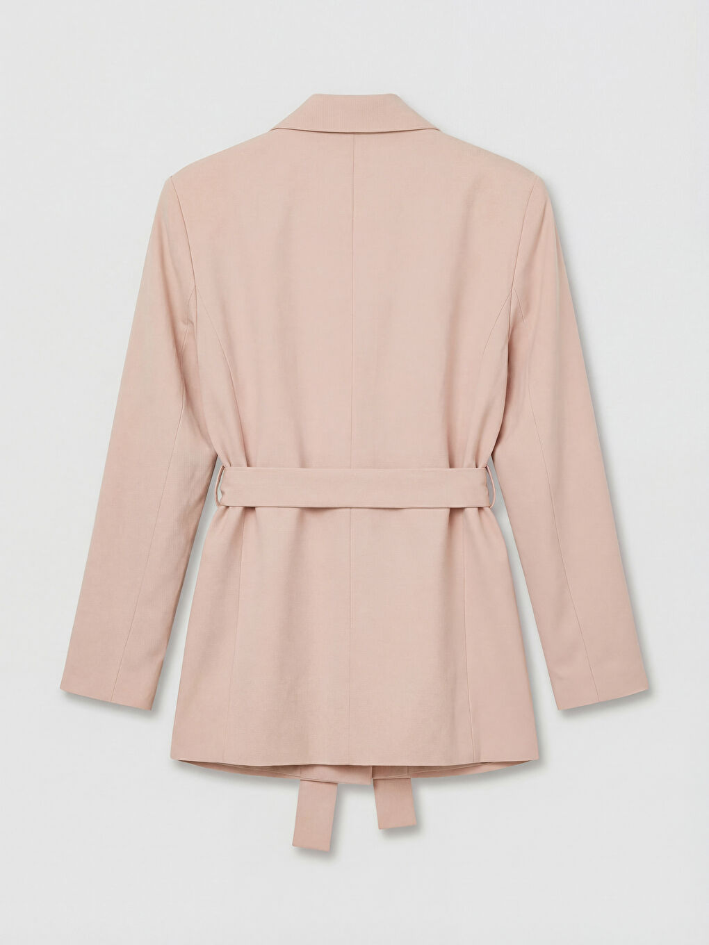 Pembe Beli Kuşaklı Kadın Blazer Ceket-1