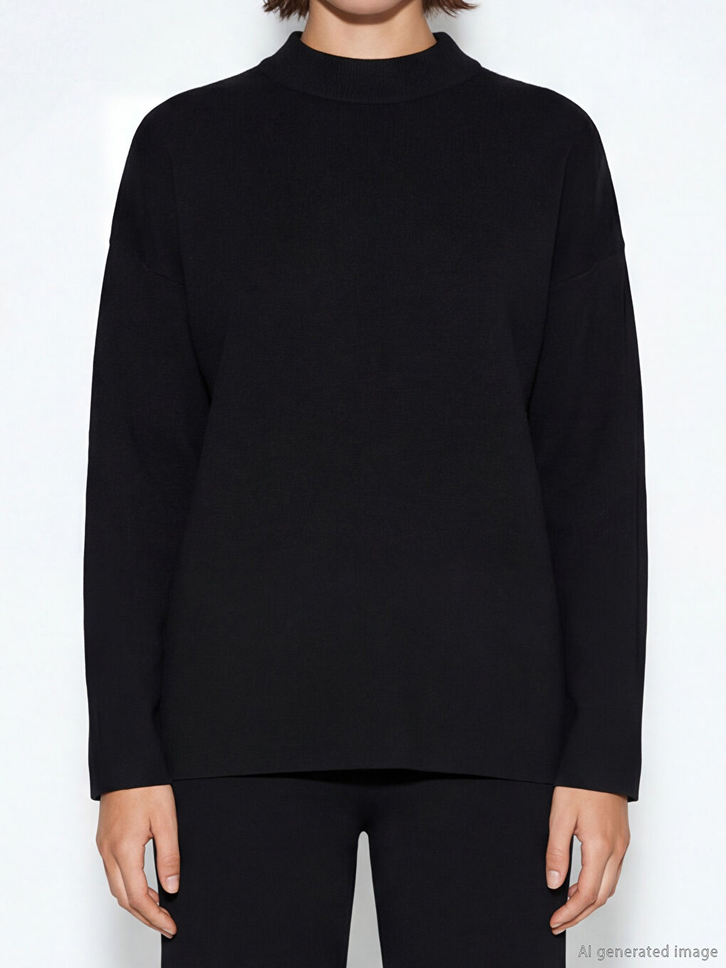 Женский трикотажный свитер с высоким воротником-2