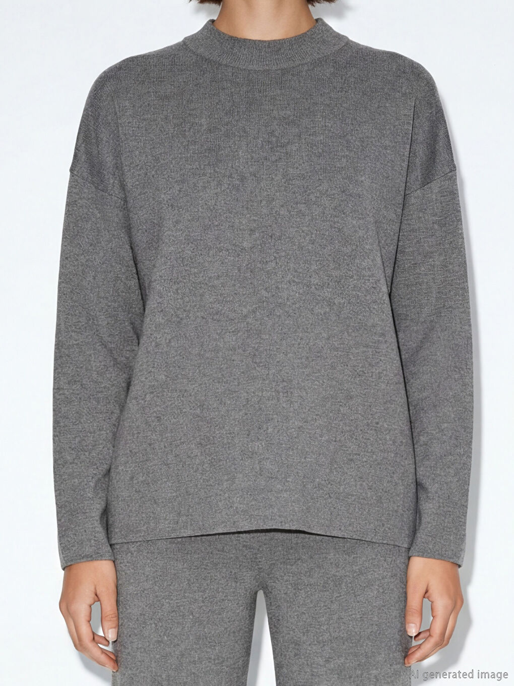 Женский трикотажный свитер с воротником-стойкой-2