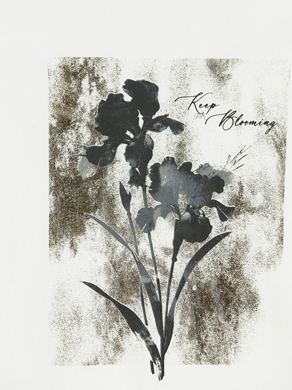 Ekru Bisiklet Yaka Baskılı Kadın Tişört-9