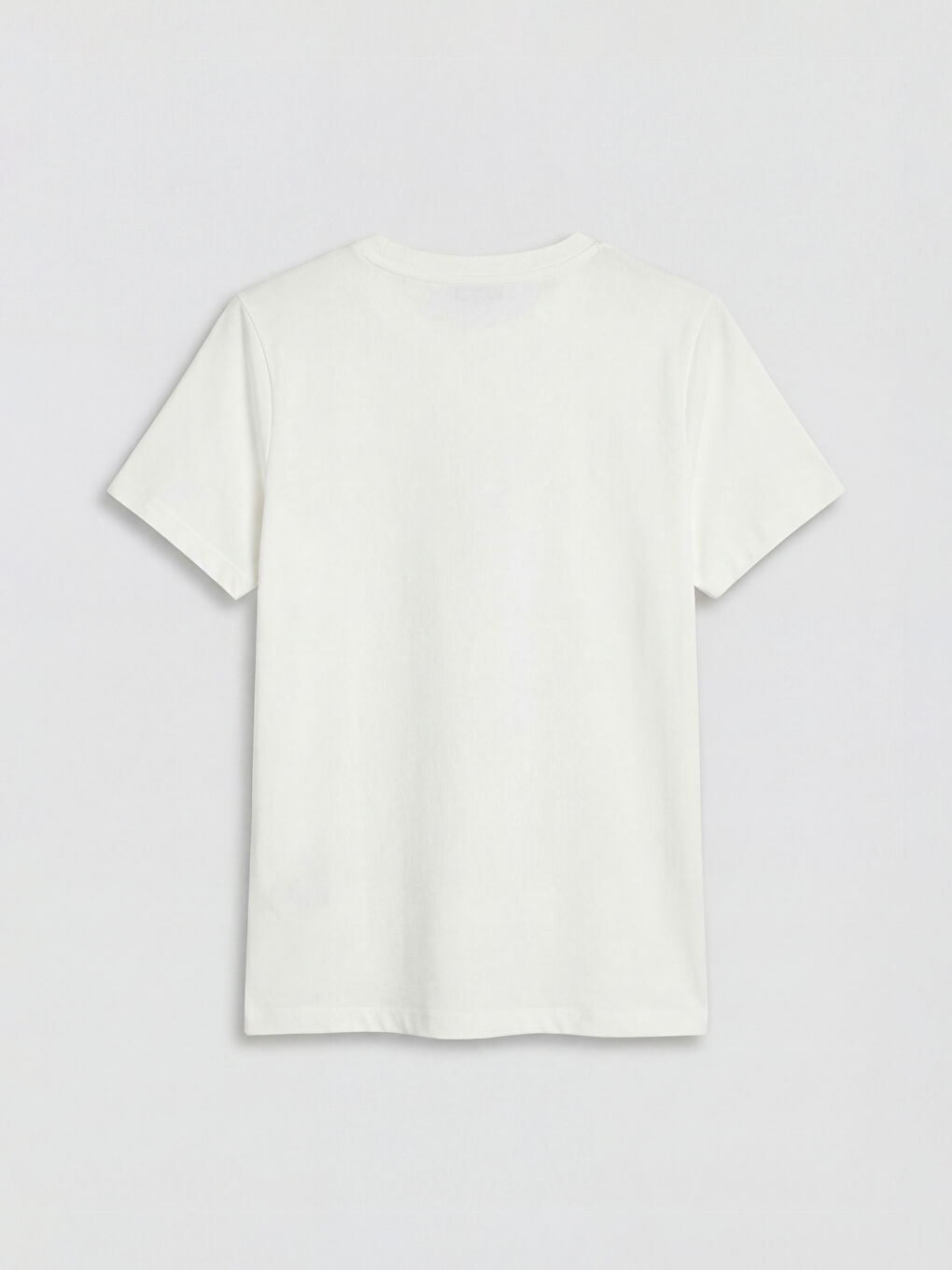 Ekru Bisiklet Yaka Baskılı Kadın Tişört-10