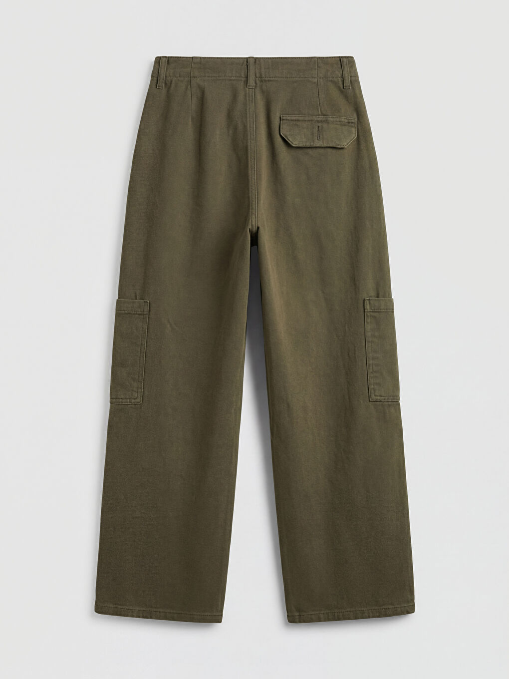 Haki Beli Lastikli Kadın Kargo Jean Pantolon-1