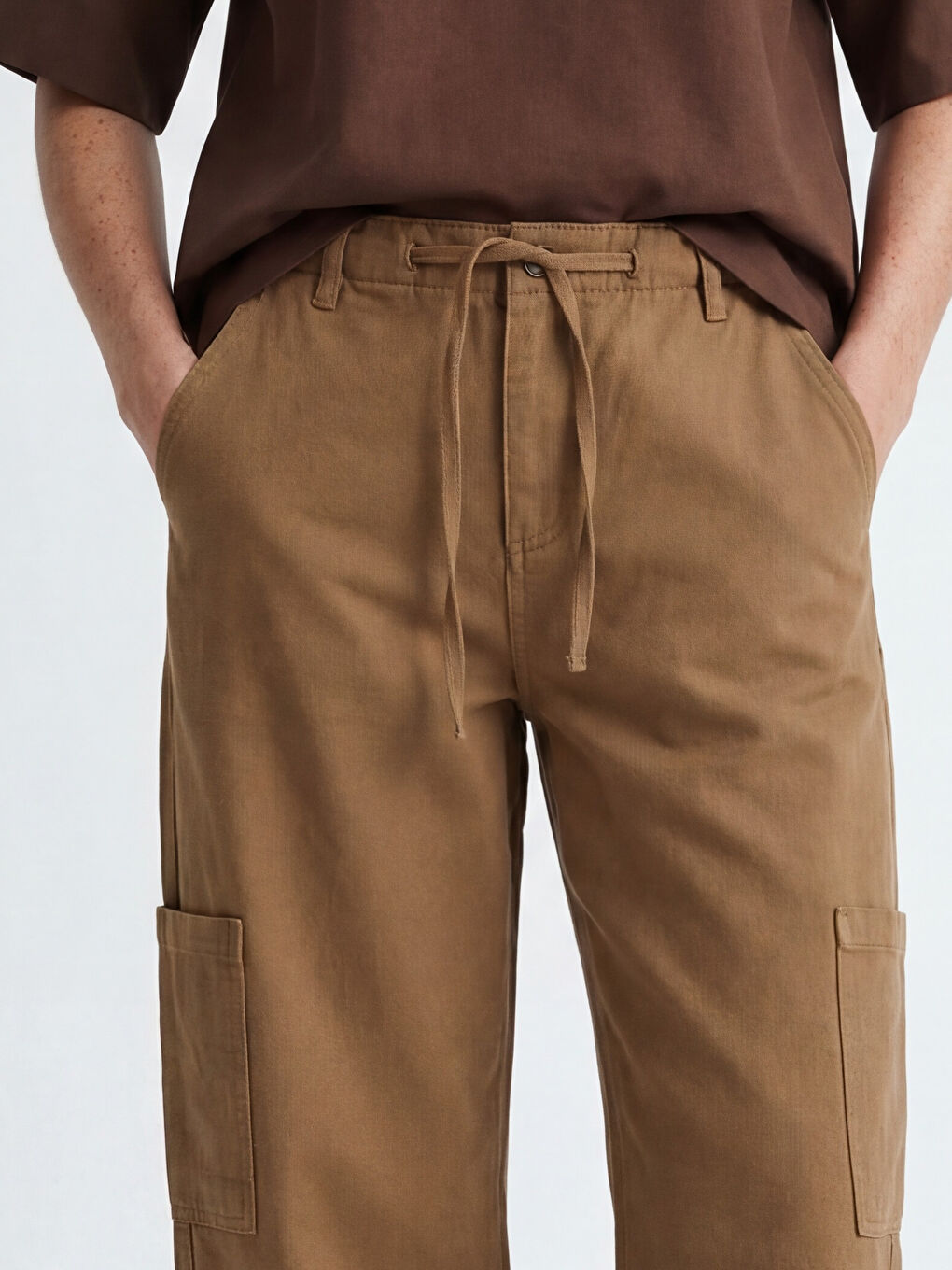 Дамски карго дънки с еластична талия-2