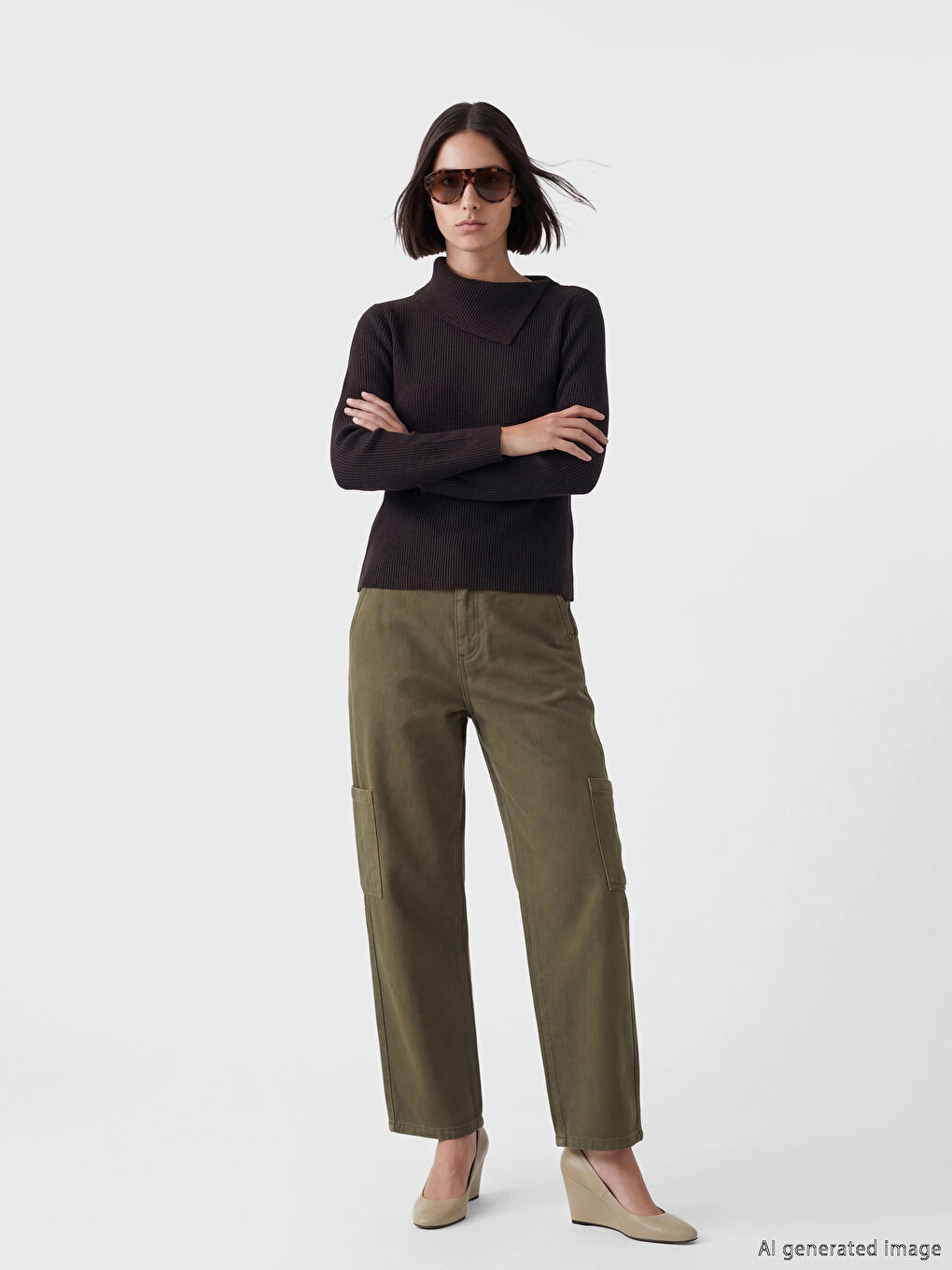 Дамски карго дънки с еластична талия