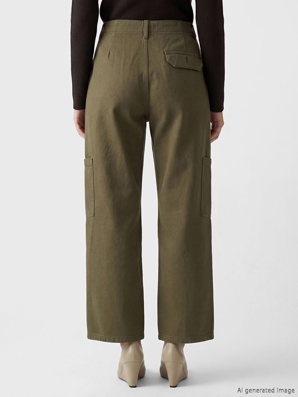 Дамски карго дънки с еластична талия-3