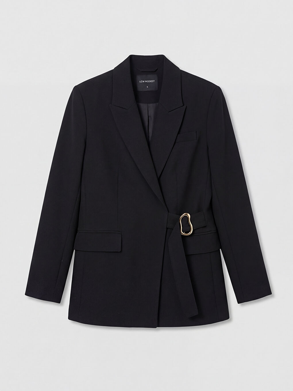 Siyah Kruvaze Yaka Kadın Blazer Ceket