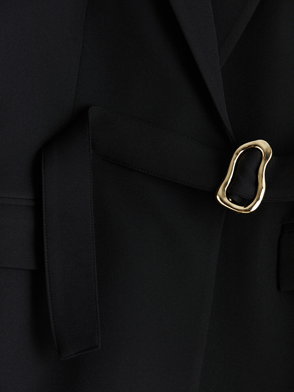 Siyah Kruvaze Yaka Kadın Blazer Ceket-2