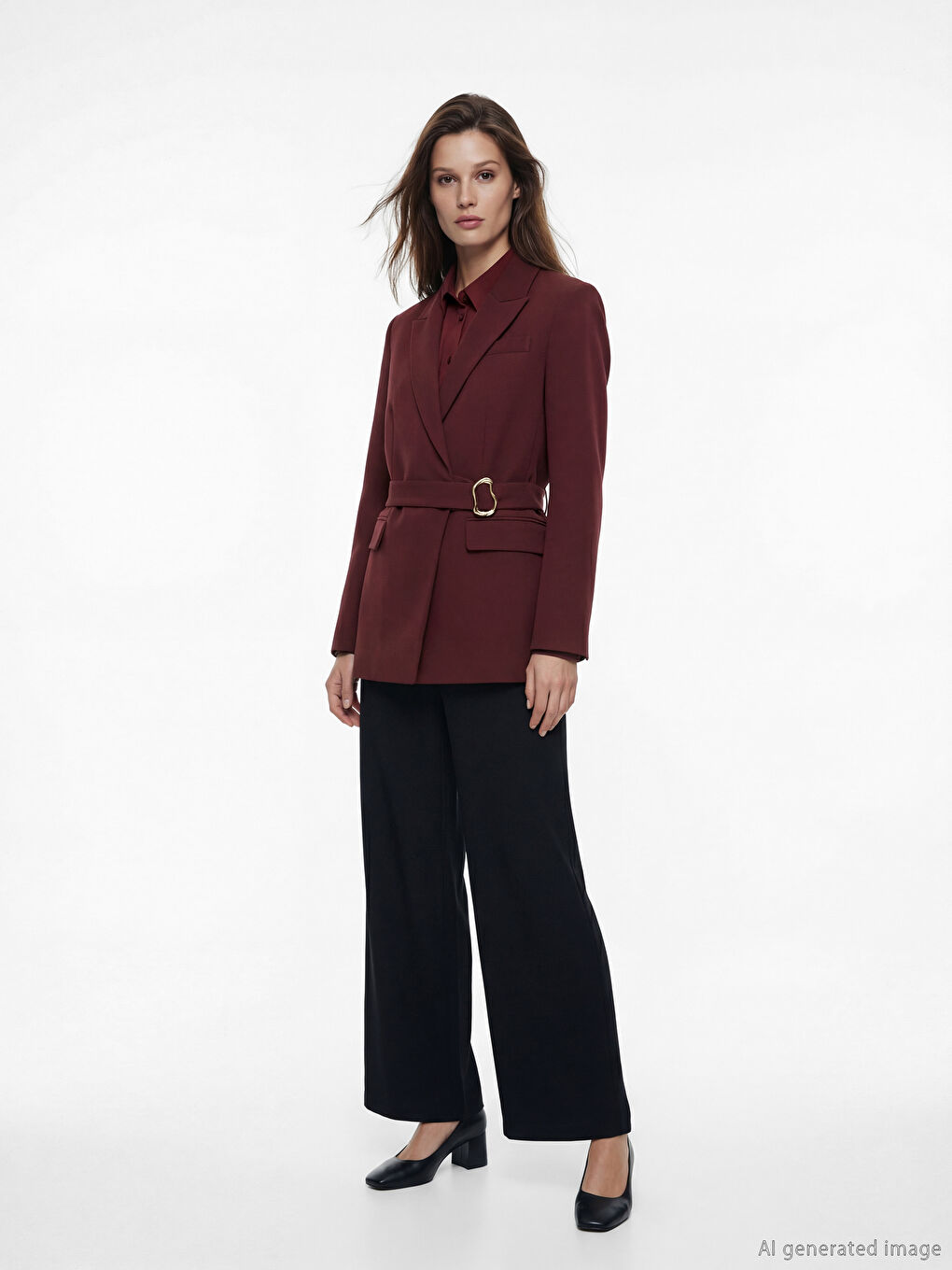 Bordo Kruvaze Yaka Kadın Blazer Ceket-4
