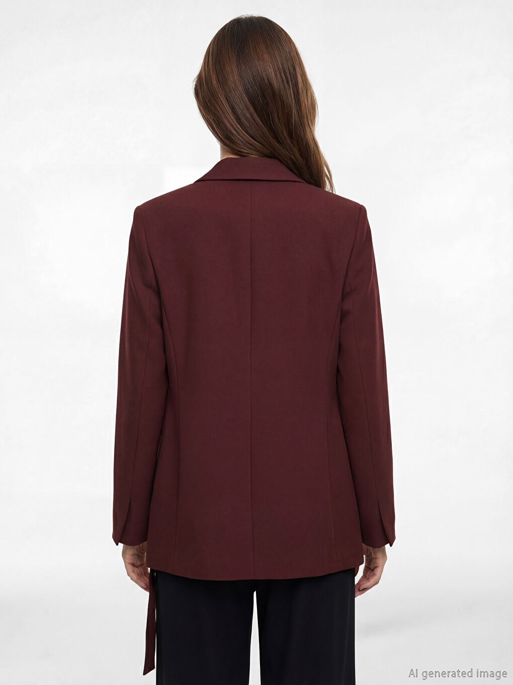 Bordo Kruvaze Yaka Kadın Blazer Ceket-6