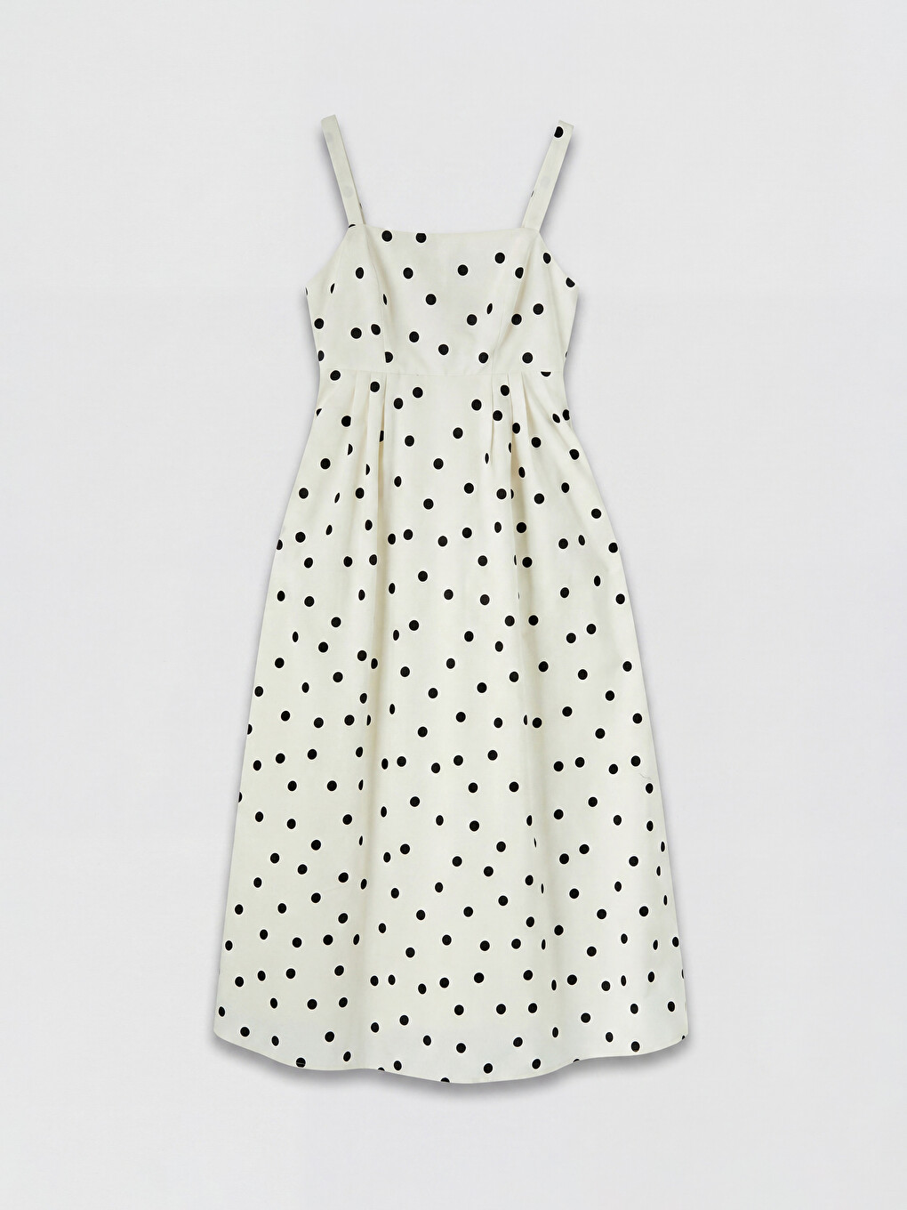 Square Neck Polka Dot Strappy Poplin Dress-4