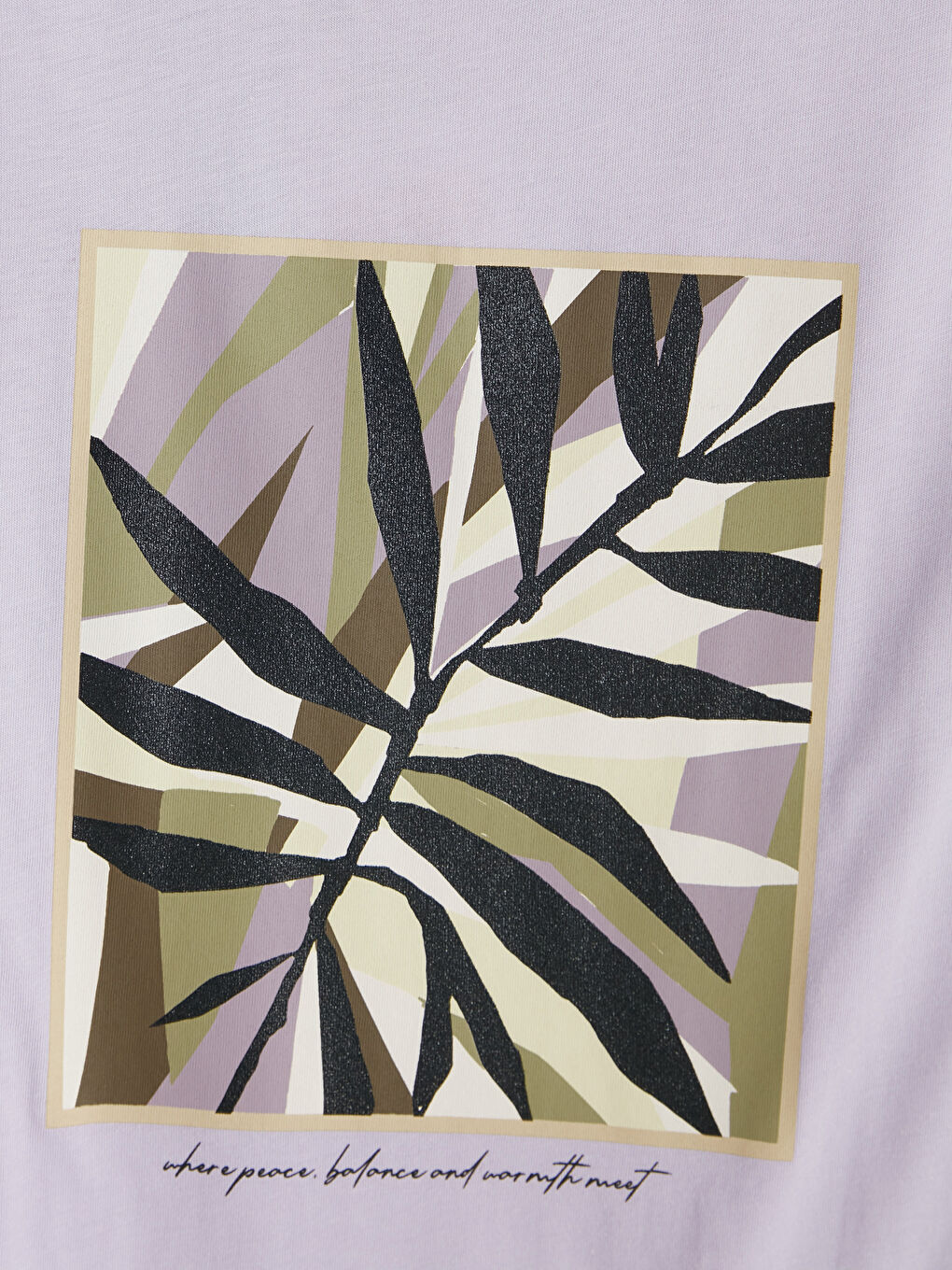 Lila Bisiklet Yaka Baskılı Kadın Tişört-2