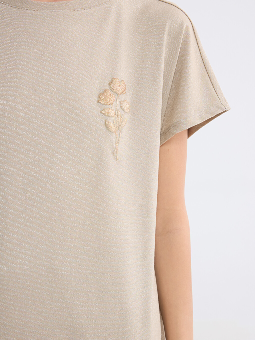 Crew Neck Embroidered Women's T-shirt-2