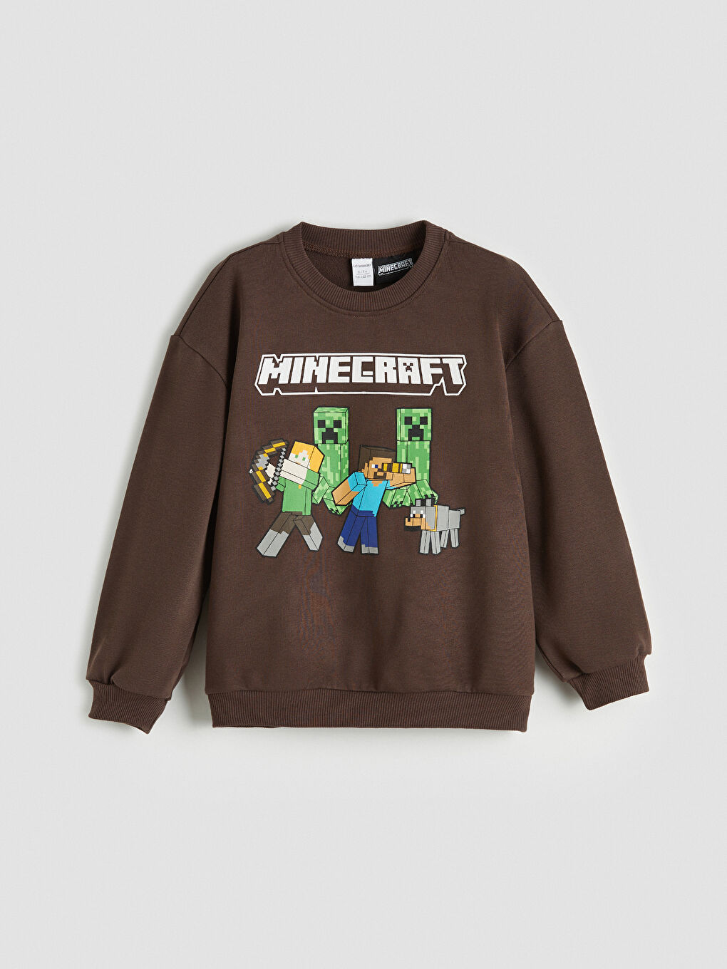 Kahverengi Minecraft Baskılı Erkek Çocuk Kalın Eşofman Takımı-1