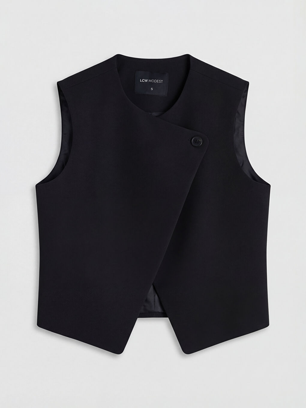 Siyah Bisiklet Yaka Kadın Klasik Yelek-0