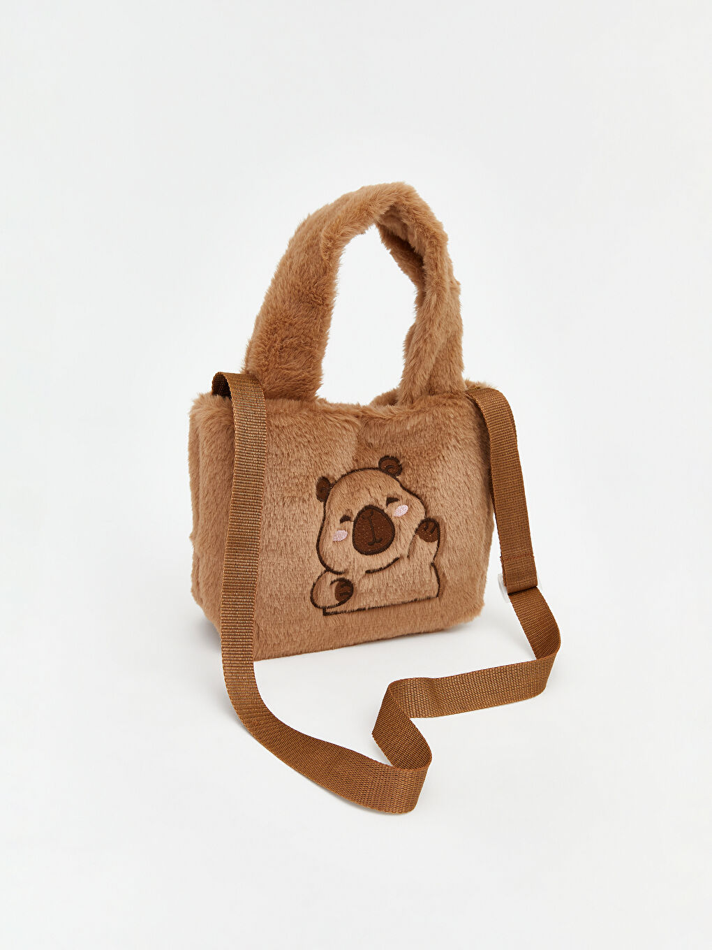 Kahverengi Kız Çocuk Pelüş Omuz Çantası-2