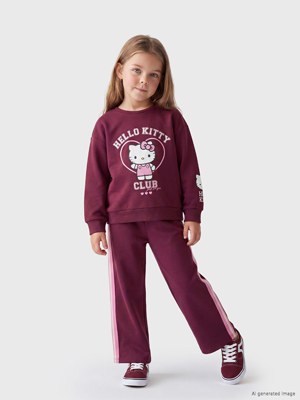 Bordo Hello Kitty Baskılı Kız Çocuk Takım