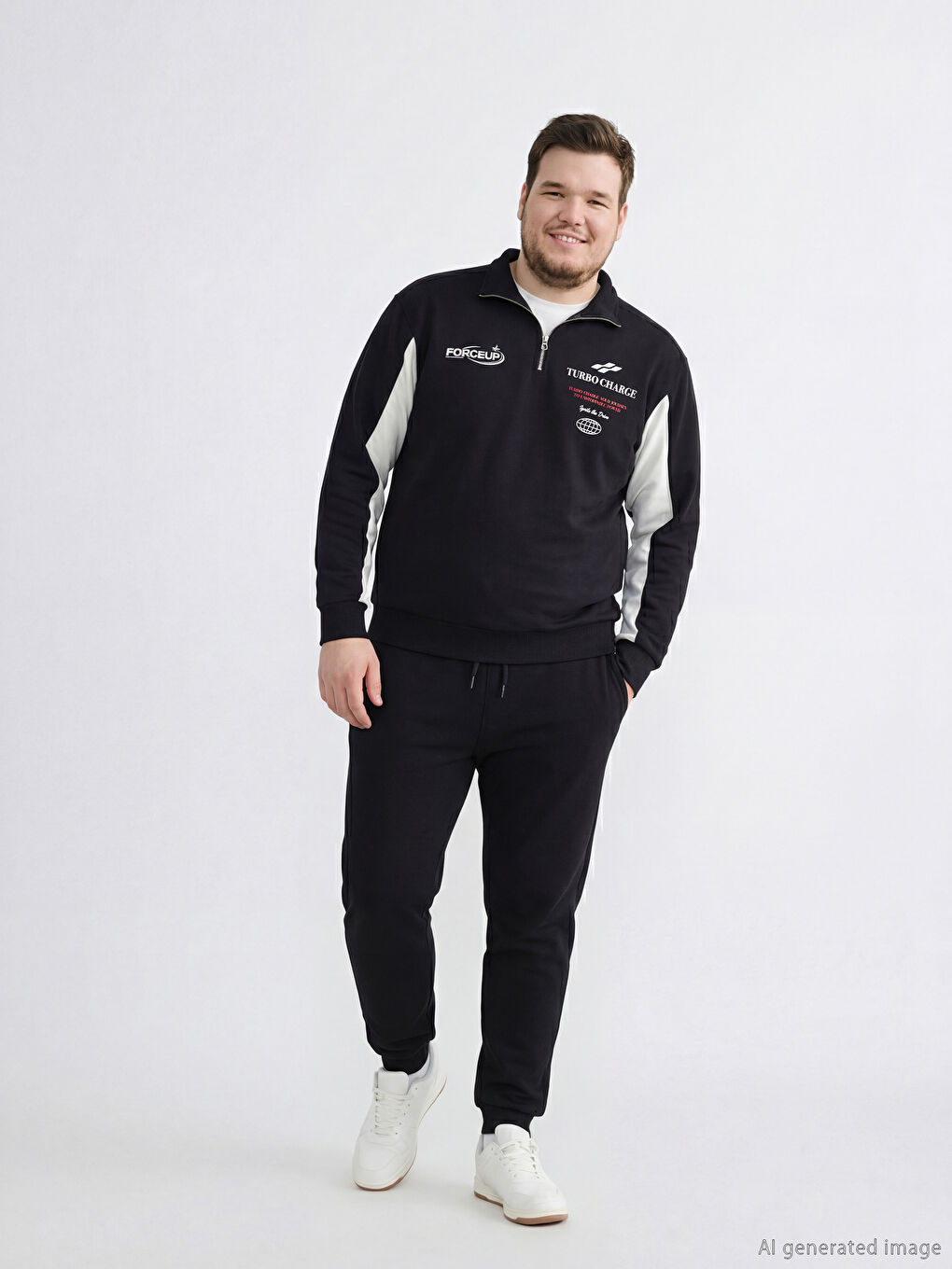 Siyah Standart Kalıp Erkek Jogger Eşofman Altı-1