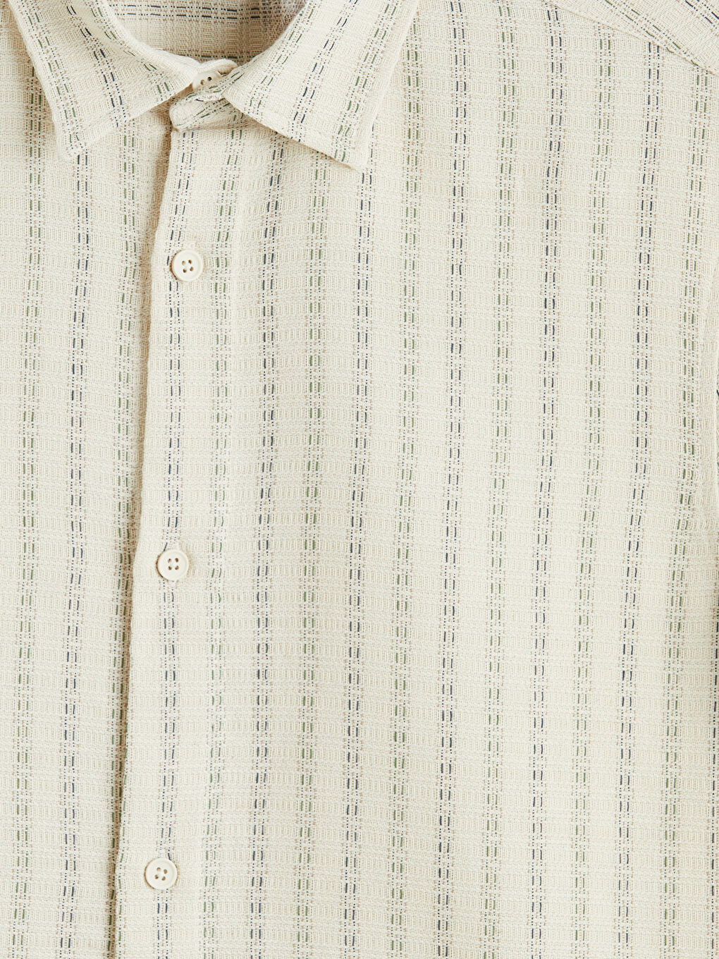 Ekru Regular Fit Çizgili Erkek Gömlek-1