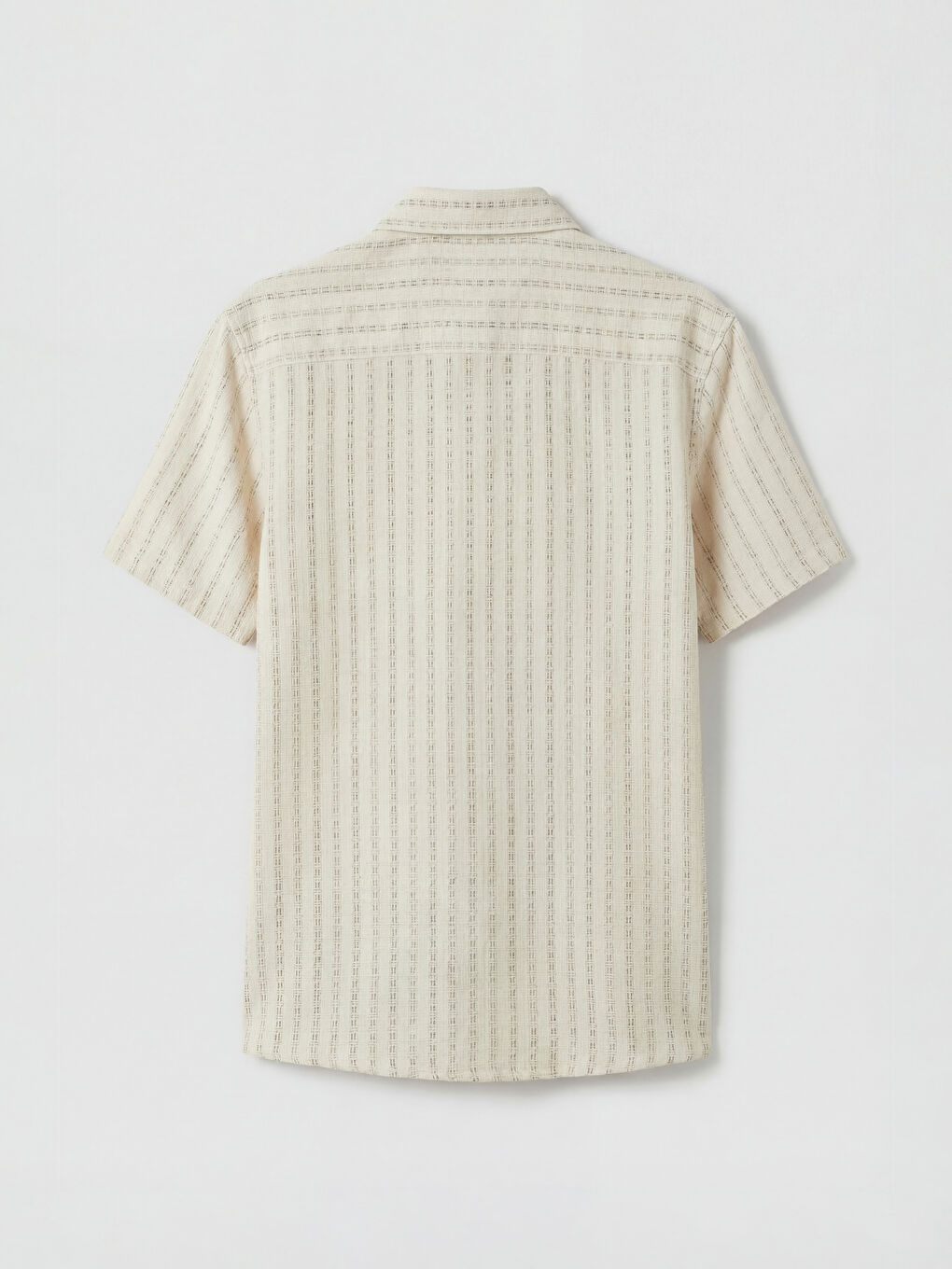 Ekru Regular Fit Çizgili Erkek Gömlek-2