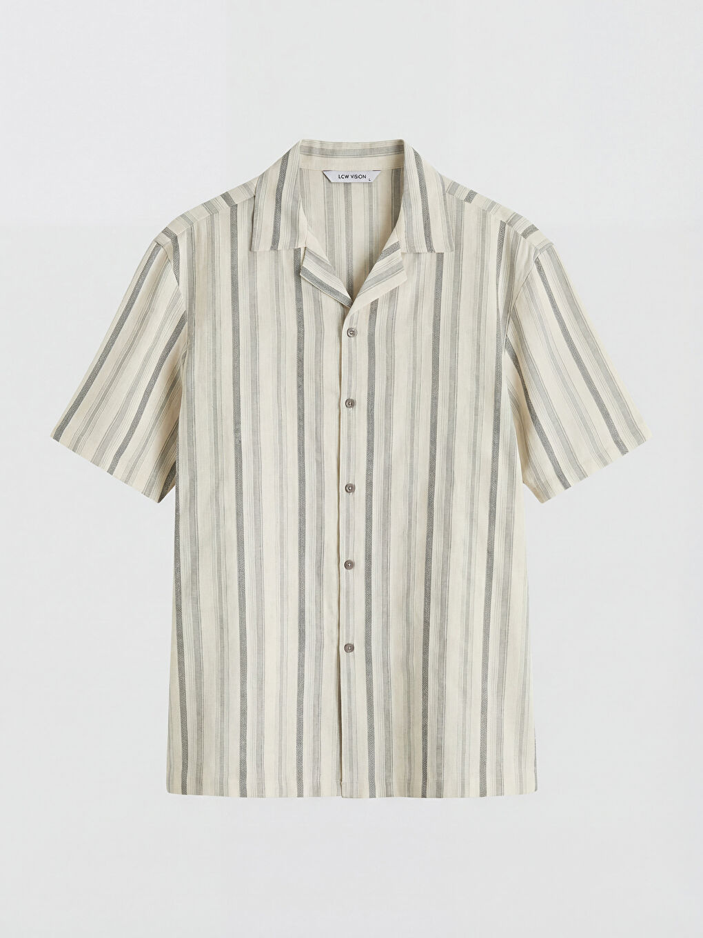 Ekru Regular Fit Çizgili Erkek Gömlek