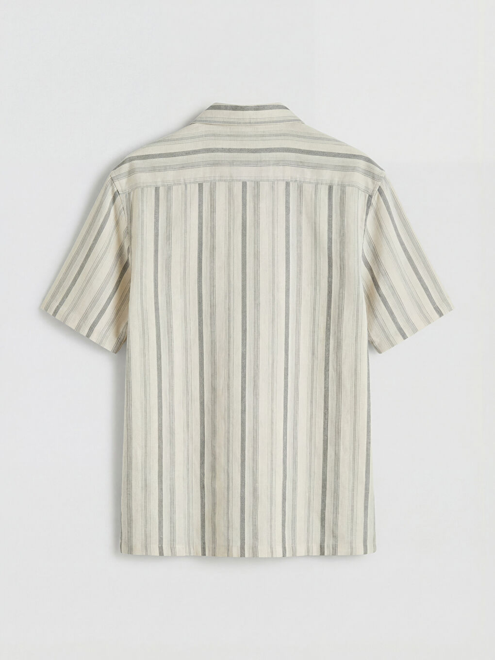 Ekru Regular Fit Çizgili Erkek Gömlek-1