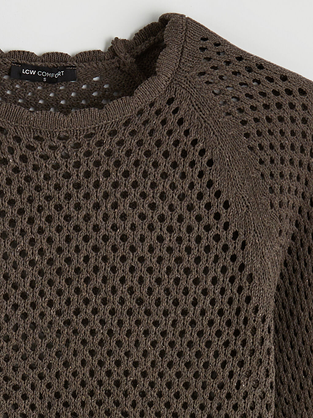 Kahverengi Bisiklet Yaka Ajurlu Kadın Triko Kazak-1