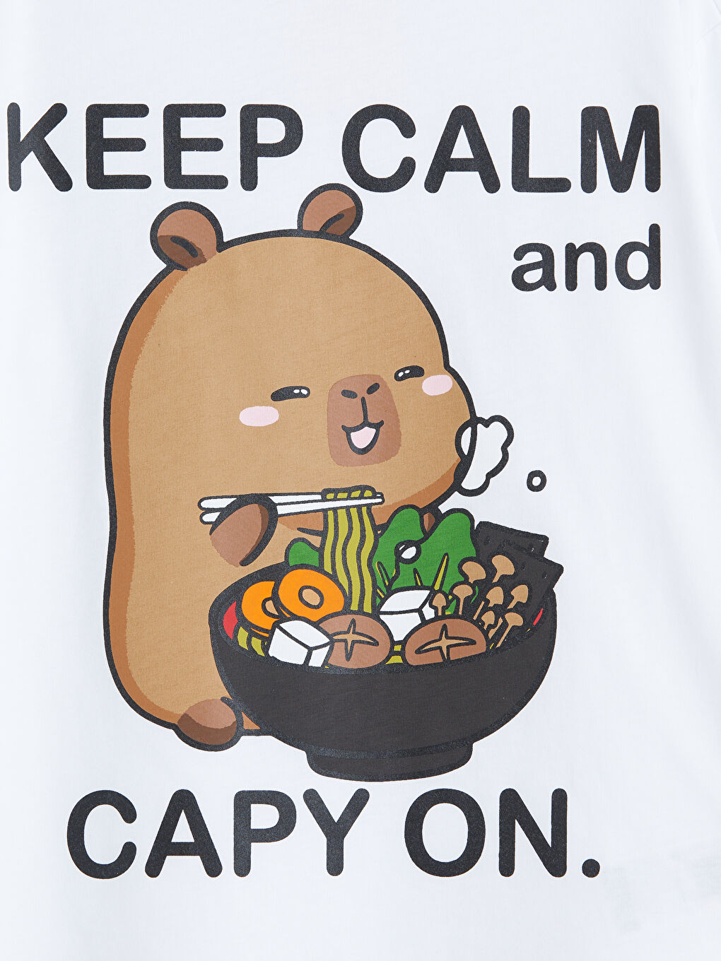 Beyaz Bisiklet Yaka Capyfun Baskılı Kız Çocuk Tişört-2