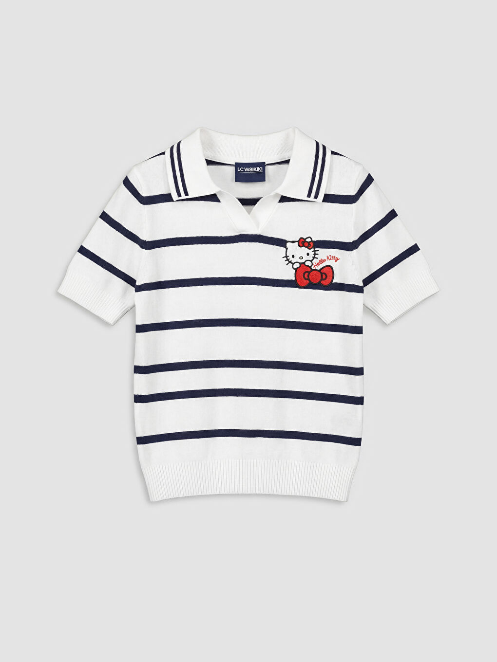 Ekru Hello Kitty Nakışlı Kız Çocuk Triko Kazak-1