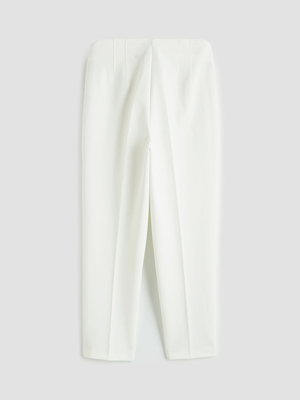 Beyaz Yüksek Bel Dar Fit Kadın Gabardin Pantolon-4