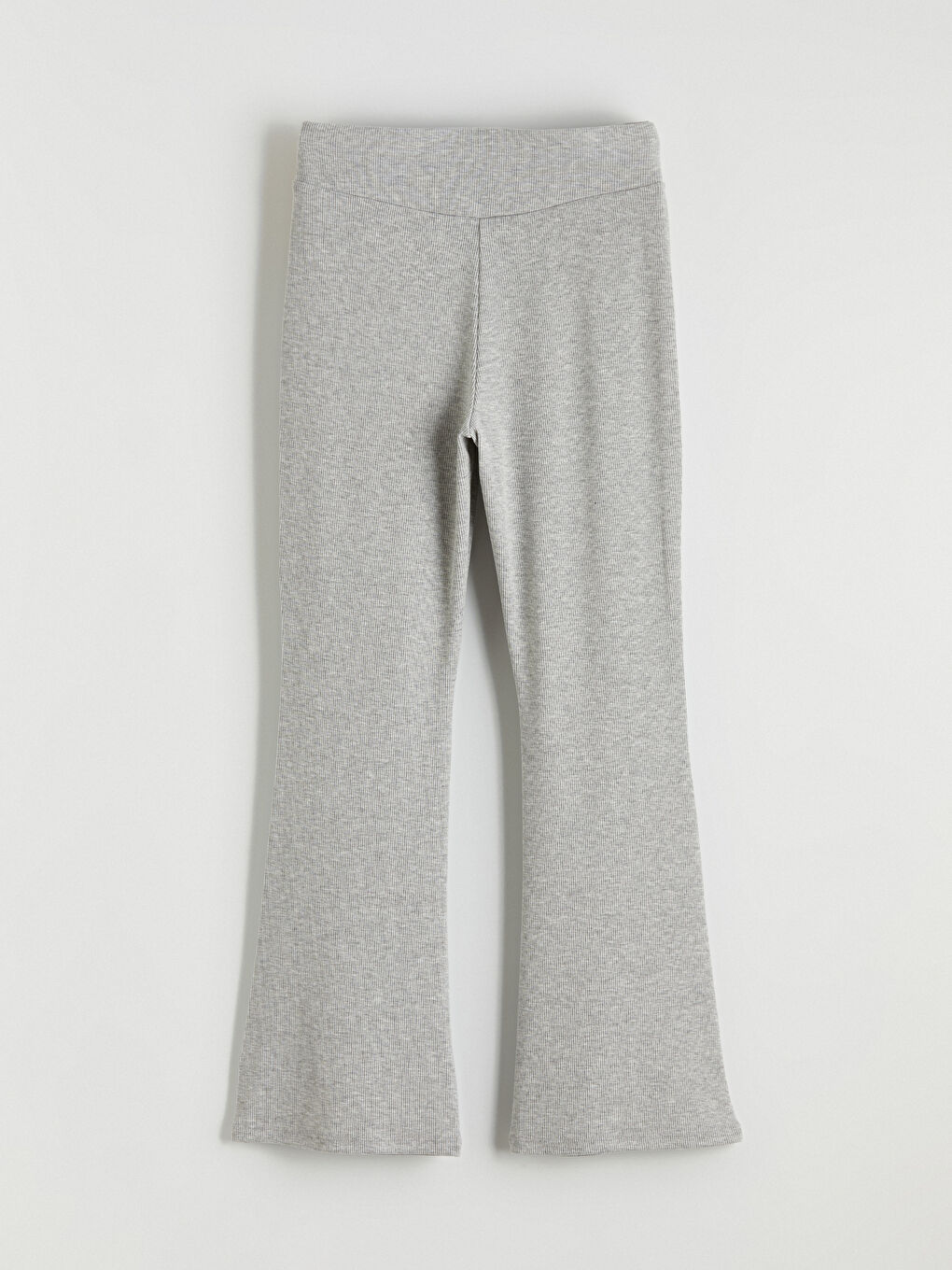 Gri İspanyol Paça Kız Çocuk Fitilli Tayt-1