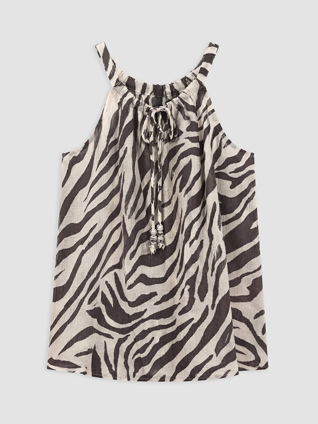 Halter Neck Zebra Patterned Blouse-1