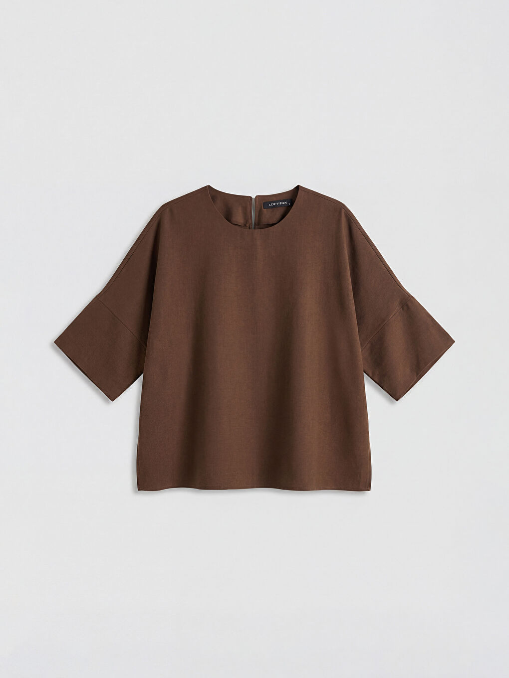 Kahverengi Bisiklet Yaka Oversize Bluz-2