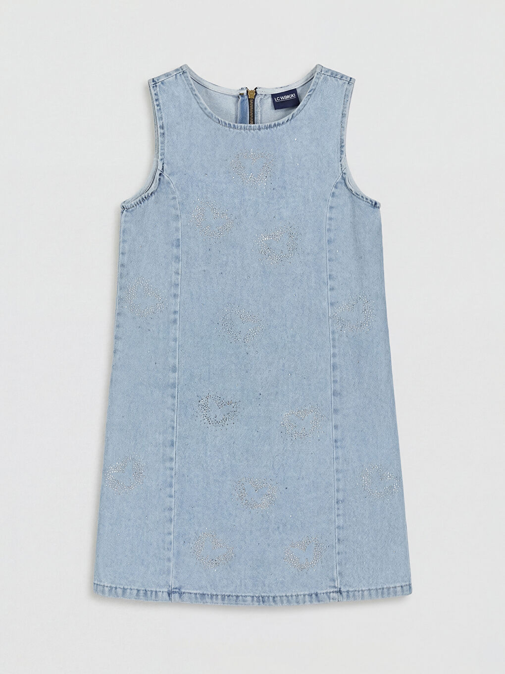Mavi Taşlı Kız Çocuk Jean Elbise