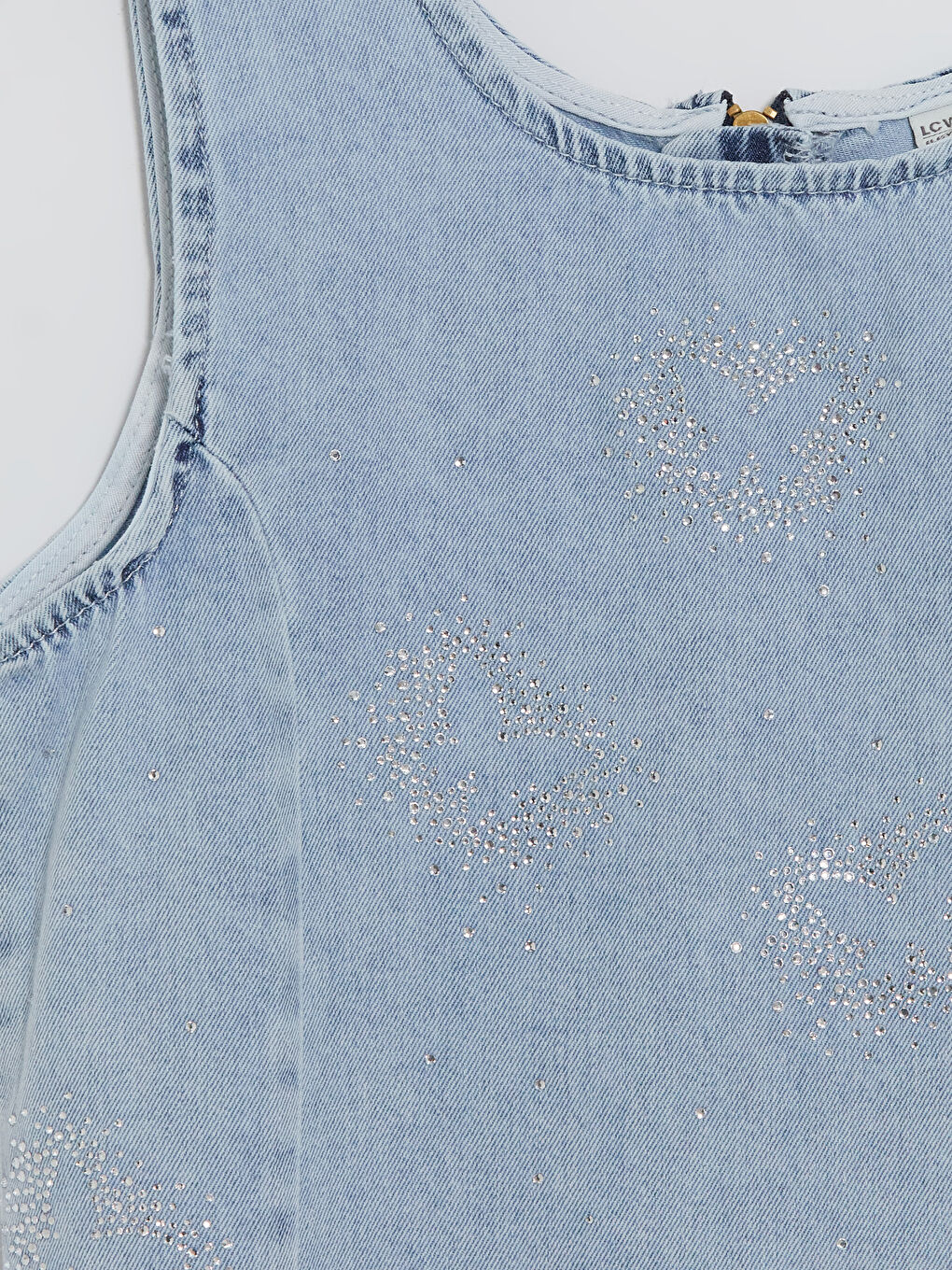 Mavi Taşlı Kız Çocuk Jean Elbise-2