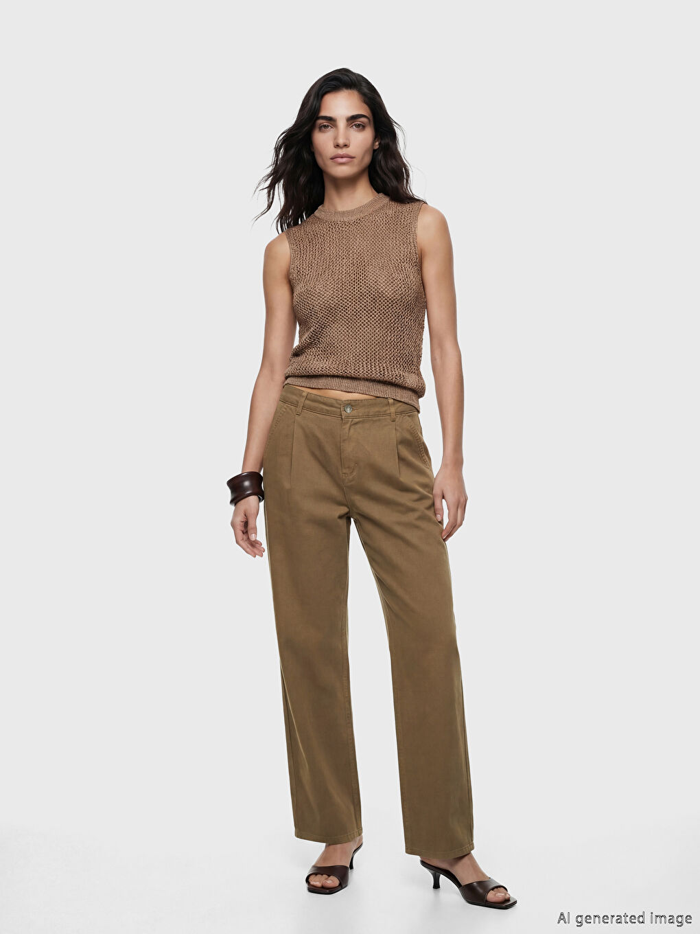 Kahverengi Wideleg Kadın Jean Pantolon