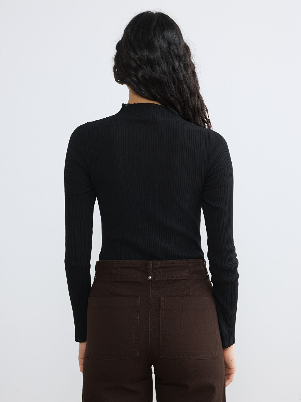 Siyah Yarım Balıkçı Yaka Kadın Triko Kazak	-3