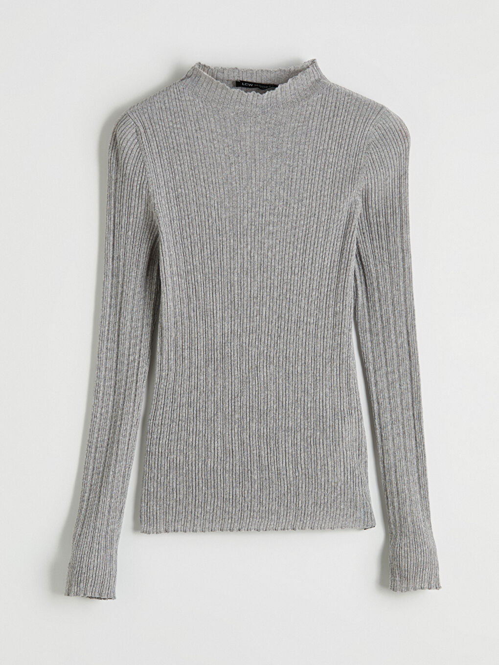 Gri Yarım Balıkçı Yaka Kadın Triko Kazak	-4